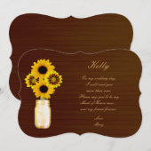 Country Rustic Yellow Mason Jar Trauzeugin Card Einladung (Vorne/Hinten)