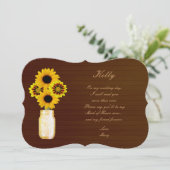 Country Rustic Yellow Mason Jar Trauzeugin Card Einladung (Stehend Vorderseite)