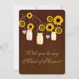 Country Rustic Yellow Mason Jar Trauzeugin Card Einladung