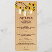 Country Rustic Yellow Mason Jars Wedding Menu Card Menükarte (Vorderseite)