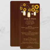 Country Rustic Yellow Mason Jars Wedding Menu Card Menükarte (Vorne/Hinten)