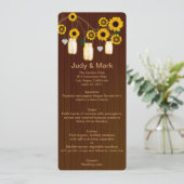 Country Rustic Yellow Mason Jars Wedding Menu Card Menükarte (Stehend Vorderseite)