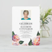 Country Rustico Florals Foto Memorial Einladung (Stehend Vorderseite)