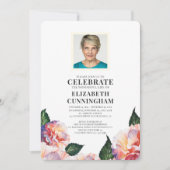 Country Rustico Florals Foto Memorial Einladung (Vorderseite)