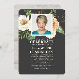 Country Rustico Florals Foto Memorial Einladung