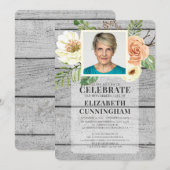 Country Rustico Florals Foto Memorial Einladung (Vorne/Hinten)