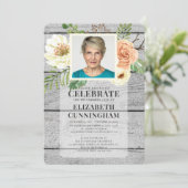 Country Rustico Florals Foto Memorial Einladung (Stehend Vorderseite)