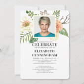 Country Rustico Florals Foto Memorial Einladung (Vorderseite)