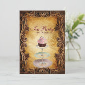 Country rustikal cupcake Brautparty Tee Party Einladung (Stehend Vorderseite)