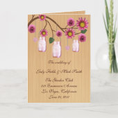 Country Rustikal Pink Mason Jars Programmkarte Programm (Vorderseite)