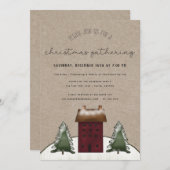 Country Saltbox Rustic Familienweihnachtliches Par Einladung (Vorne/Hinten)