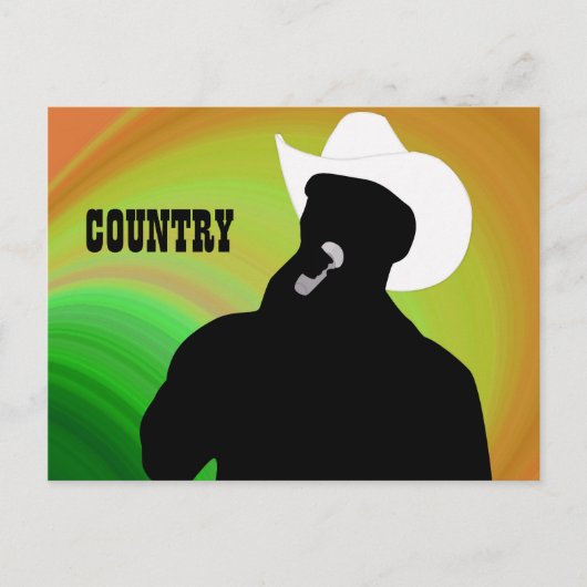 Country Sängerin Silhouette, grüngelb hinten Postkarte (Vorderseite)