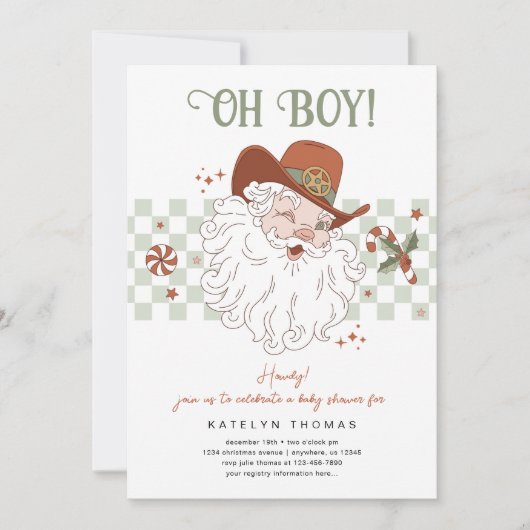 Country Santa Christmas Baby Dusche Einladung (Vorderseite)