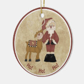 Country Santa und sein Rentier Keramik Ornament (Links)