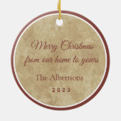 Country Santa und sein Rentier Keramik Ornament (Hinten)