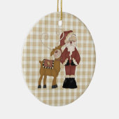 Country Santa und seine Rentier Keramik Ornament (Rechts)