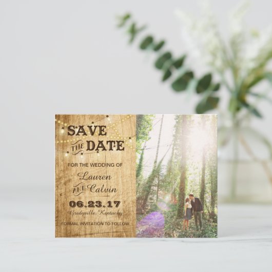 Country Save the Date Card für Ihre Rustikale Hoch Ankündigungspostkarte (Stehend Vorderseite)