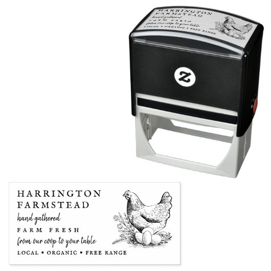 Country Script Family Farm Fresh Eierkarton Permastempel (Beispiel)