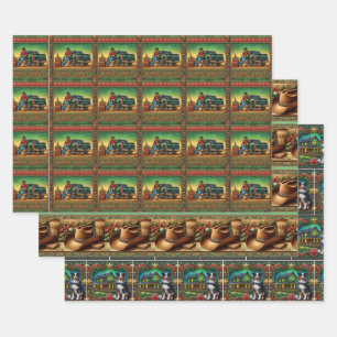 Country Singer Cowboy Hat Australian Shepherd Dog Geschenkpapier Set