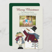 Country Snowman Christmas Foto Card Feiertagskarte (Vorne/Hinten)