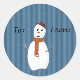 Country Snowman Gift Tags Runder Aufkleber