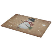Country Snowman Glass Cutting Board Schneidebrett (Ecke)