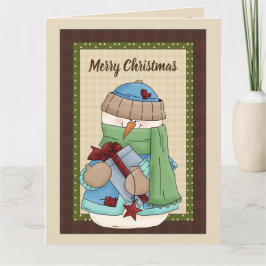 Country Snowman Nachricht Weihnachtskarte Dankeskarte