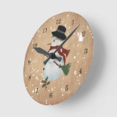 Country Snowman Wall Clock Runde Wanduhr (Winkel)