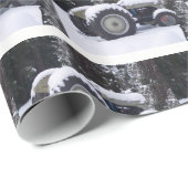 Country Snowy Farm Tractor Photo Wrapping Paper Geschenkpapier (Rolleneckpunkt)