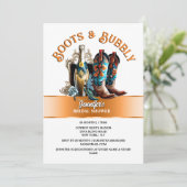 Country Sommer Cowboy Stiefel orange blubbly chic Einladung (Stehend Vorderseite)