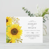 Country Sonnenblume Horizontal Hochzeit Einladung (Stehend Vorderseite)