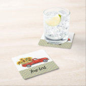 Country Sonnenblumen Anpassbarer/Vintager roter LK Rechteckiger Pappuntersetzer (Vor Ort)