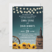 Country Sonnenblumen Aquamarin Ombre rustikale Hoc Einladung (Vorderseite)