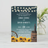 Country Sonnenblumen Aquamarin Ombre rustikale Hoc Einladung (Stehend Vorderseite)