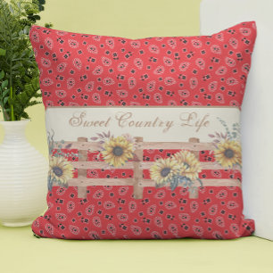 Country Sonnenblumen auf Bandana Print Custom Kissen