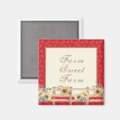 Country Sonnenblumen auf Bandana Print Custom Magnet (Vorderseite/Rückseite)