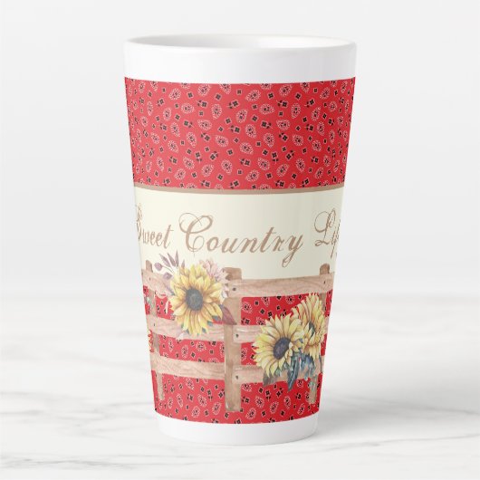 Country Sonnenblumen auf Bandana Print Custom Milchtasse (Vorderseite)