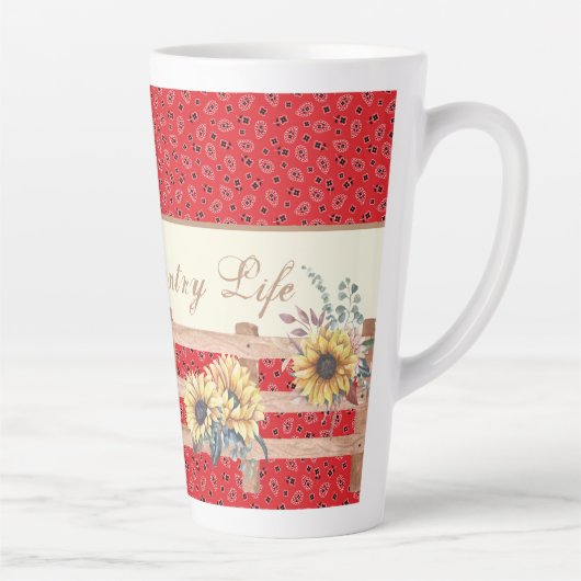 Country Sonnenblumen auf Bandana Print Custom Milchtasse (Rechts)