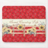 Country Sonnenblumen auf Bandana Print Custom Mousepad (Vorne)