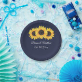 Country Sonnenblumen auf Blue Paper Plate Pappteller (Party)