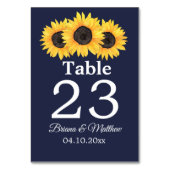 Country Sonnenblumen auf Blue Table Card Tischnummer (Rückseite)