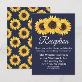 Country Sonnenblumen auf Blue Wedding Reception Ca Einladung