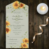 Country Sonnenblumen auf dem Gehege Grün All In One Einladung