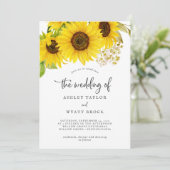 Country Sonnenblumen die Hochzeit der Einladung (Stehend Vorderseite)