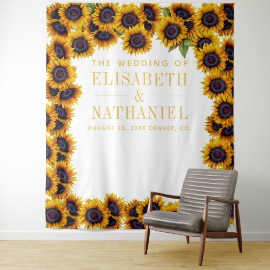 Country Sonnenblumen Hochzeitsstand Foto Stand Wandteppich (Beispiel)