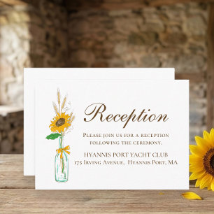 Country Sonnenblumen Rustikale Hochzeitsempfehlung Begleitkarte