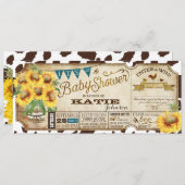Country Sonnenblumen und Kuh Print Baby Dusche Einladung (Vorne/Hinten)