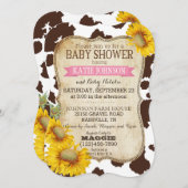 Country Sonnenblumen und Kuh Print Baby Dusche Einladung (Vorne/Hinten)