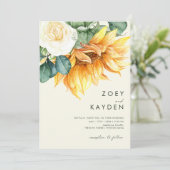 Country Sonnenblumencreme Einladung (Stehend Vorderseite)