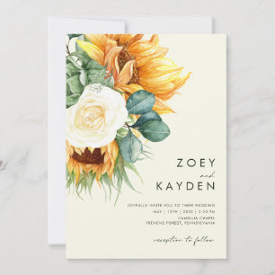 Country Sonnenblumenhellgelb in einer Hochzeit Einladung
